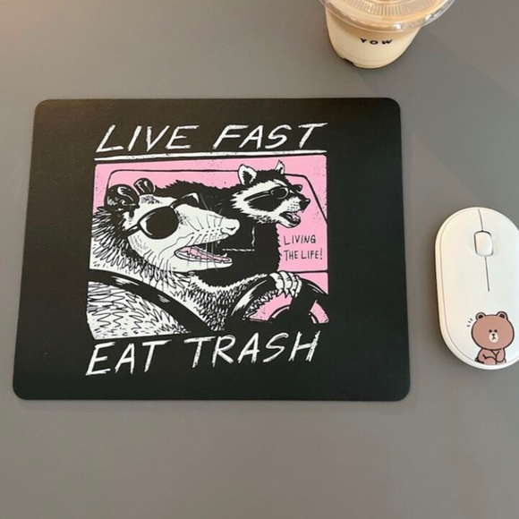 Possum Live Fast Eat Trash Mouse Pad - Picture 1 of 3